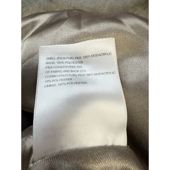 Laundry by Shelli Segal Faux Fur Coat Brown Gray Long Sleeve Small Hook Eye - Picture 16 of 16
